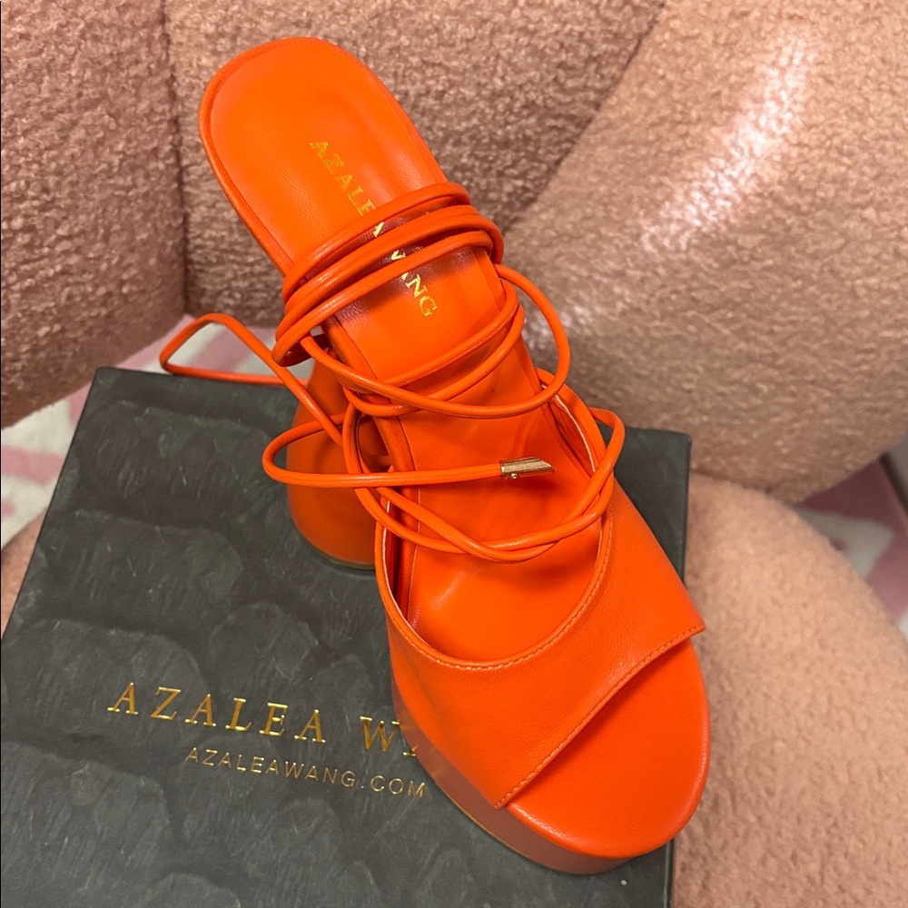 Azalea Wang Orange Strappy Sandals